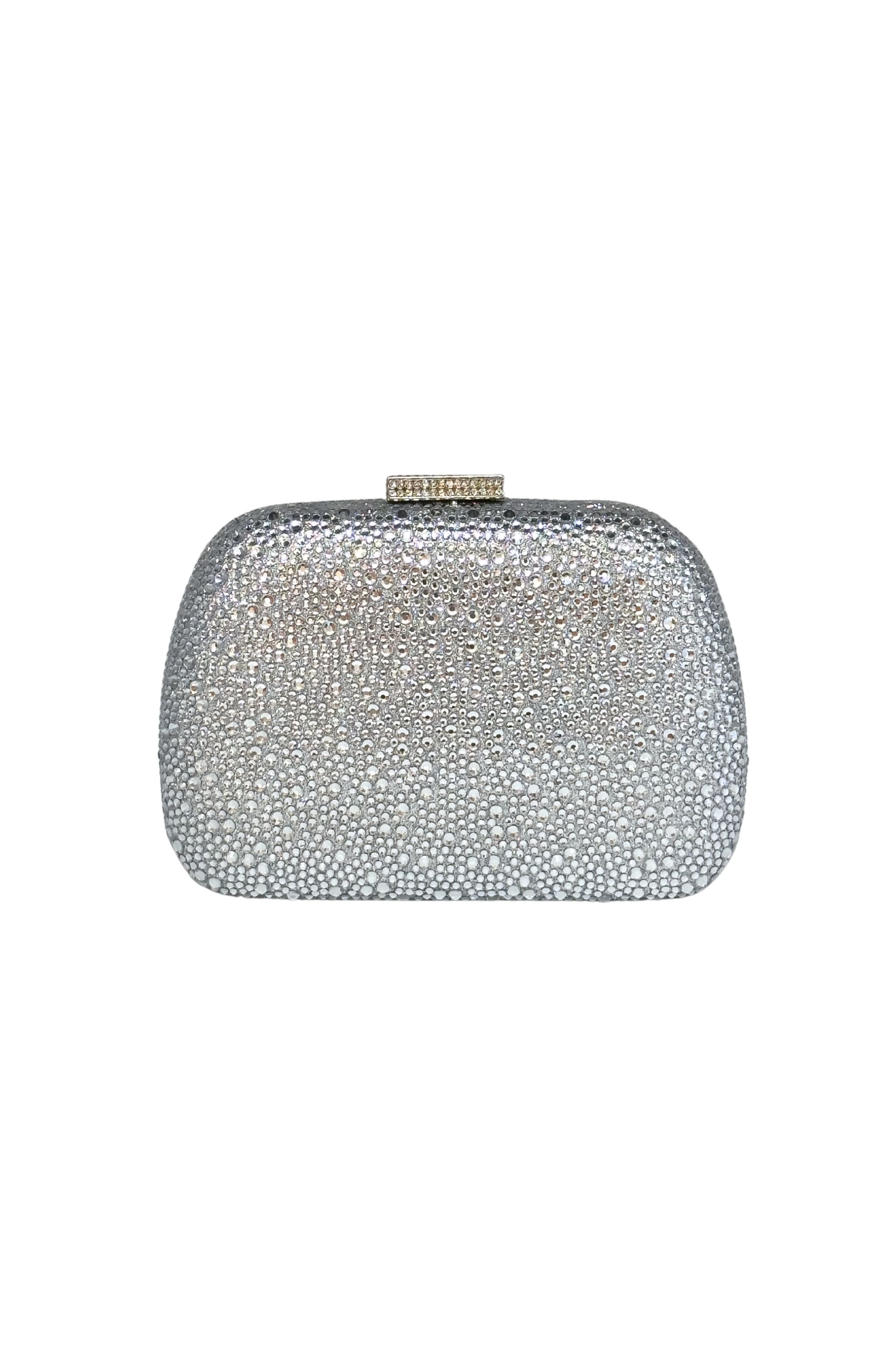 Silver Crystal Box Clutch – Sparkly Evening Handbag