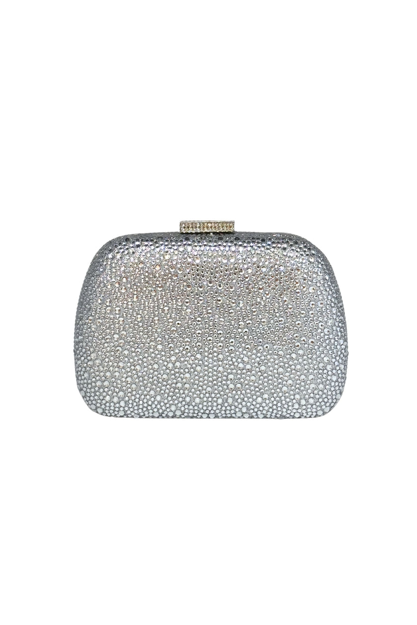Silver Crystal Box Clutch – Sparkly Evening Handbag