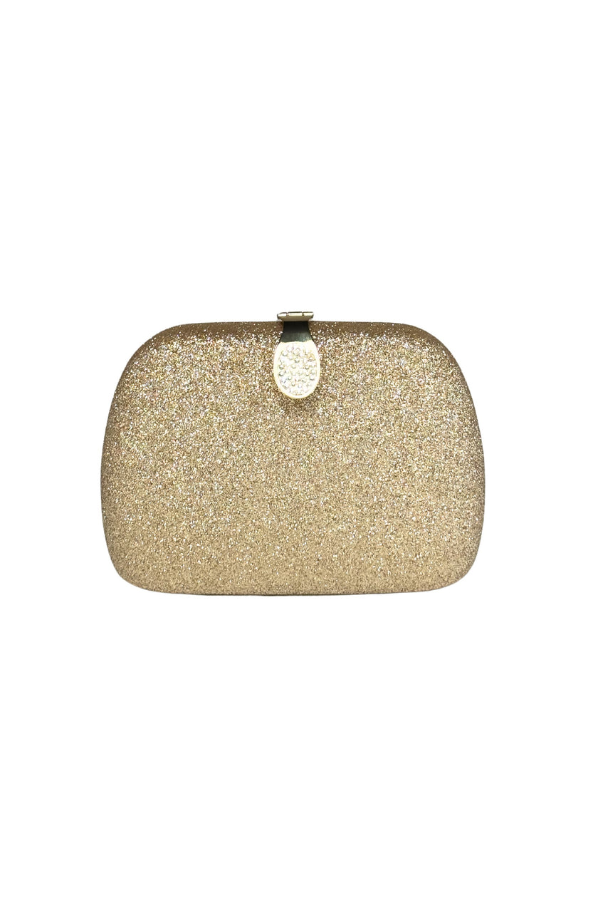 Gold Sparkle Clutch – Crystal Clasp Evening Bag