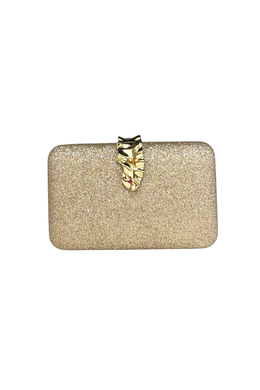 Gold Crystal Box Clutch – Sparkly Evening Handbag