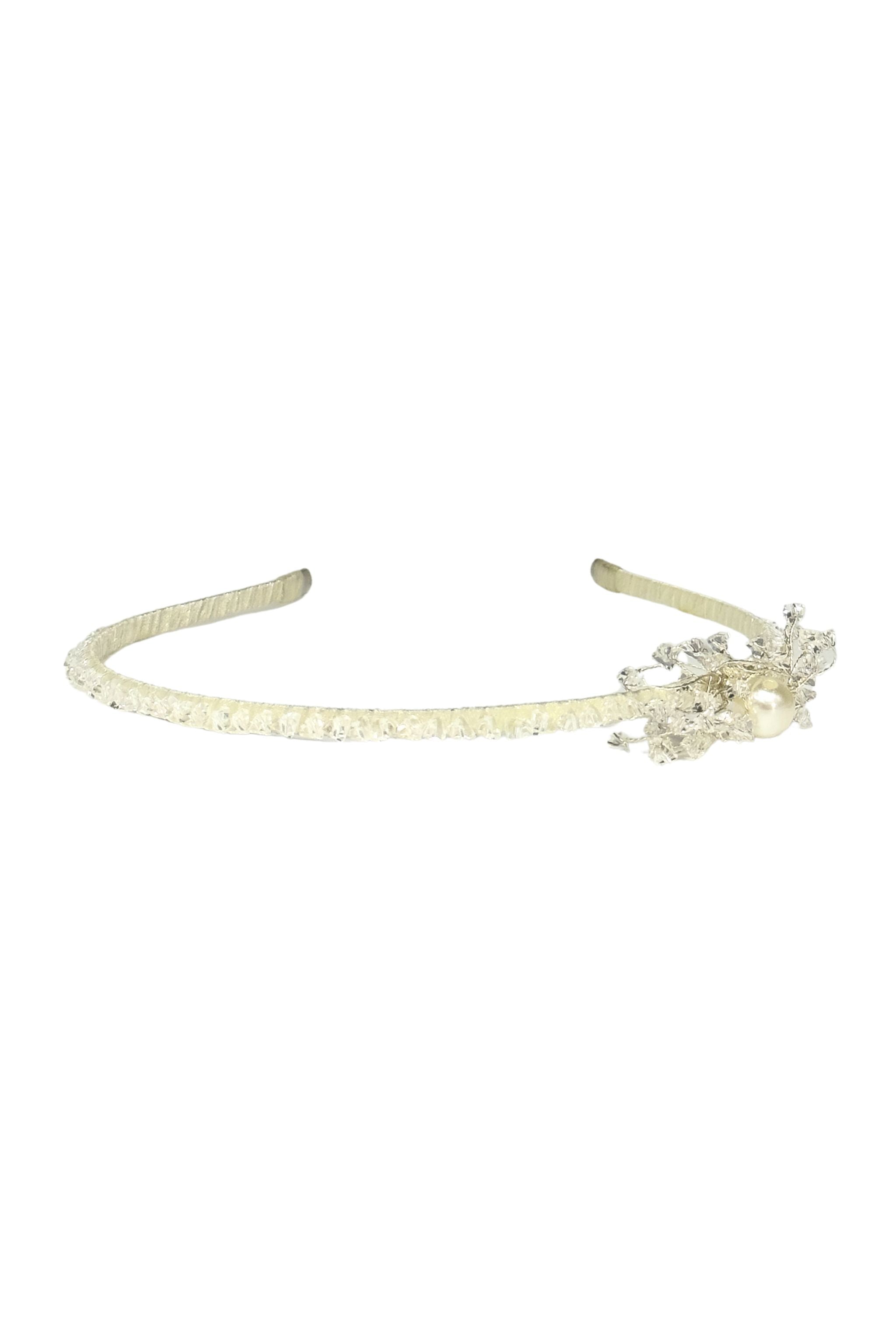Crystal & Pearl Accent Bridal Headband – Delicate Wedding Hairpiece