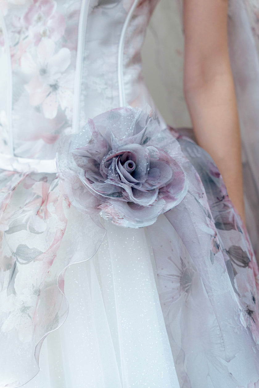 Couture Floral wedding gown with a large flower detail