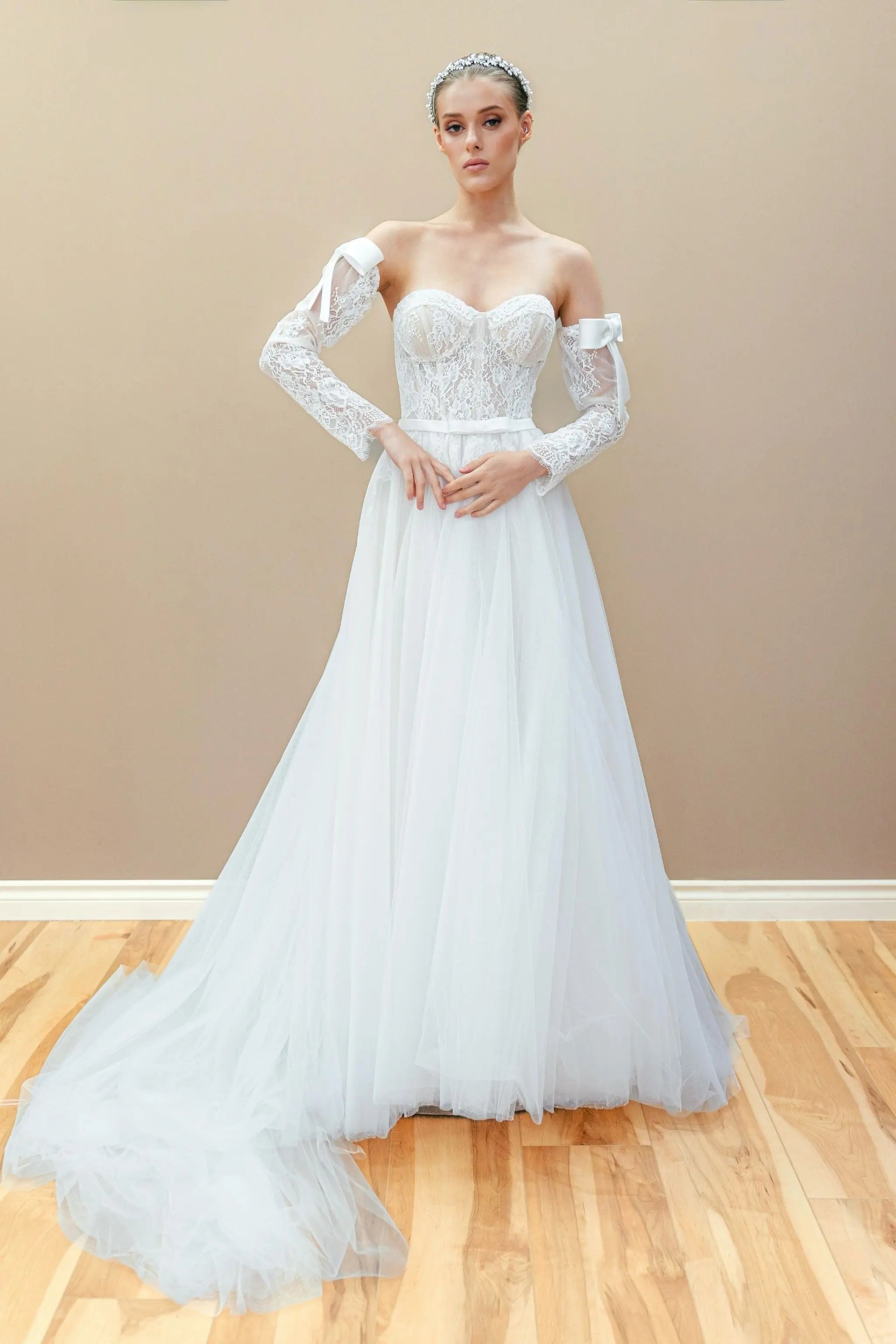 white wedding gown