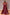 Back view of the burgundy A-line gown with floral appliqué, showcasing the floor-length skirt.
