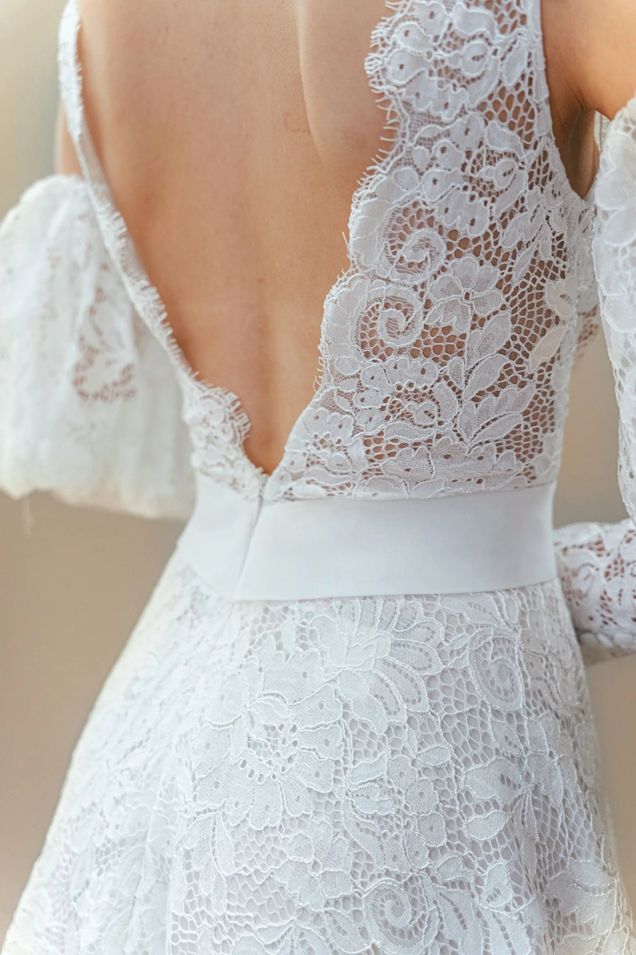 white lace wedding dress