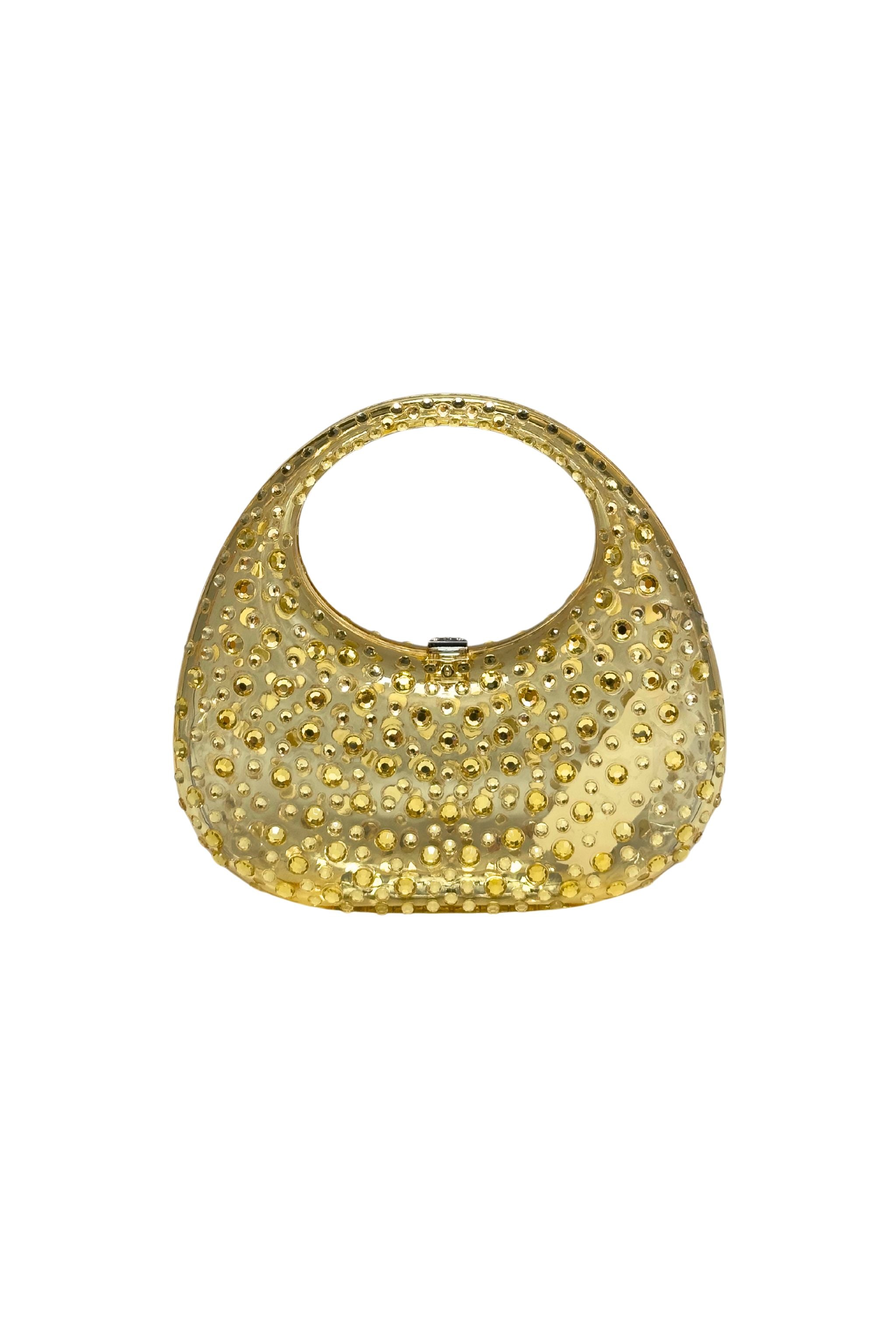 Transparent Gold Bridal Crystal Handbag
