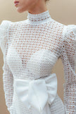 White long-sleeve lace dress