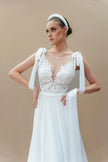 white lace and satin wedding dress