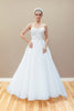 Romantic couture wedding gown with a strapless Swarovski crystal corset and a voluminous A-line organza skirt.