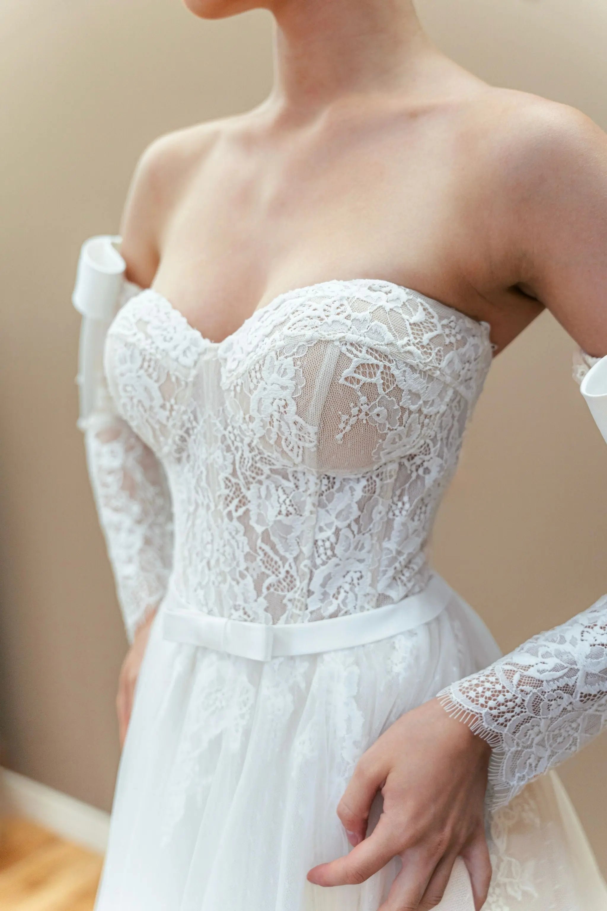 off-the-shoulder wedding dress