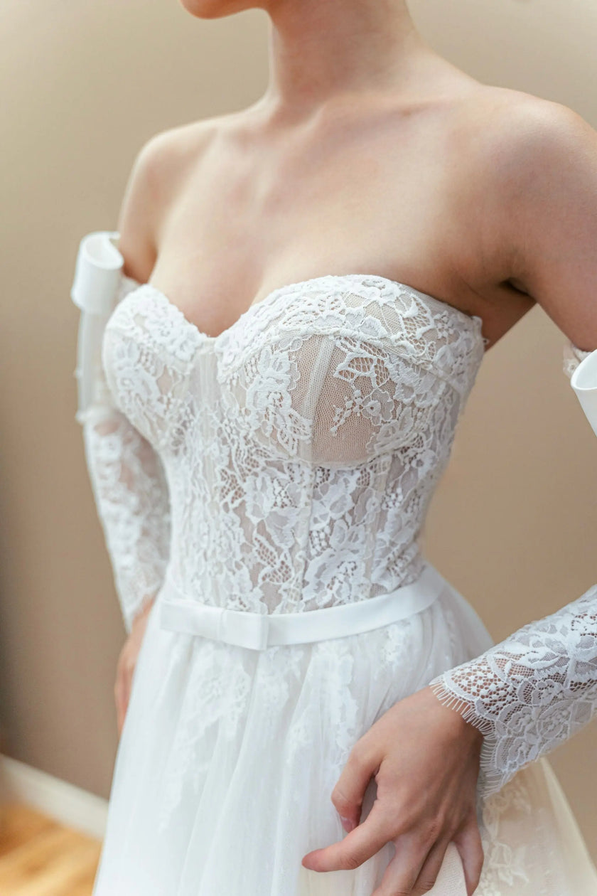off-the-shoulder wedding dress