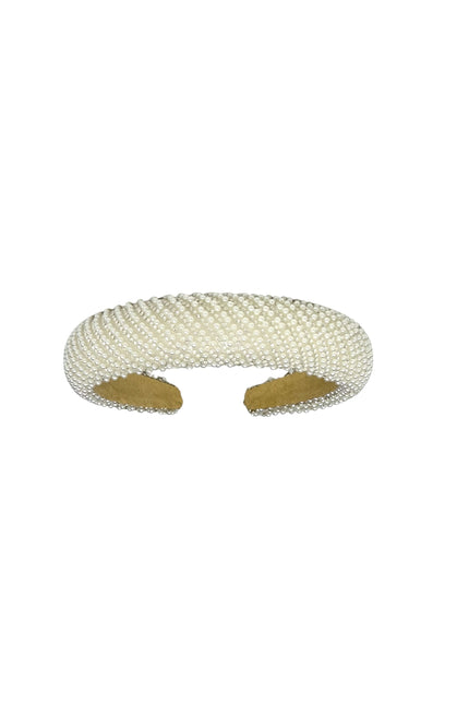 White Pearl Padded Headband – Elegant Bridal Hair Accessory