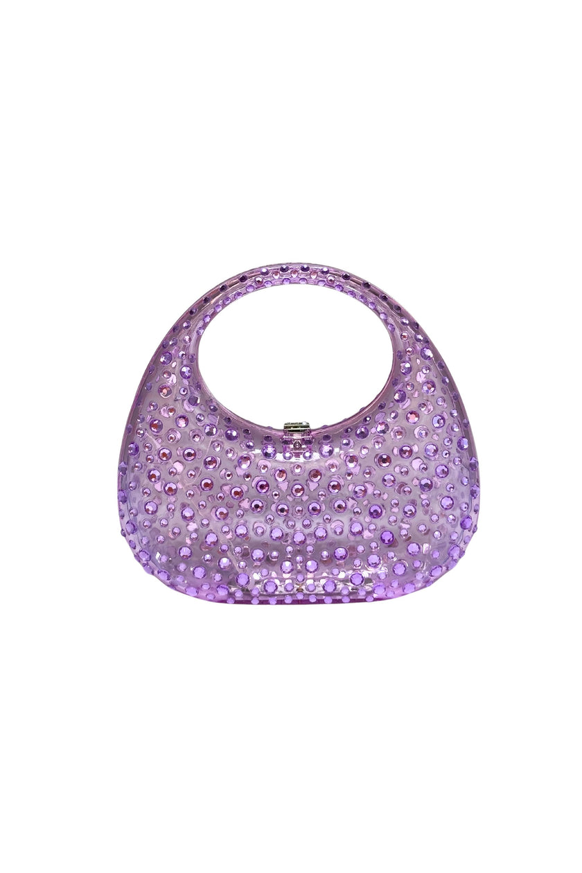Transparent Purple Bridal Crystal Handbag
