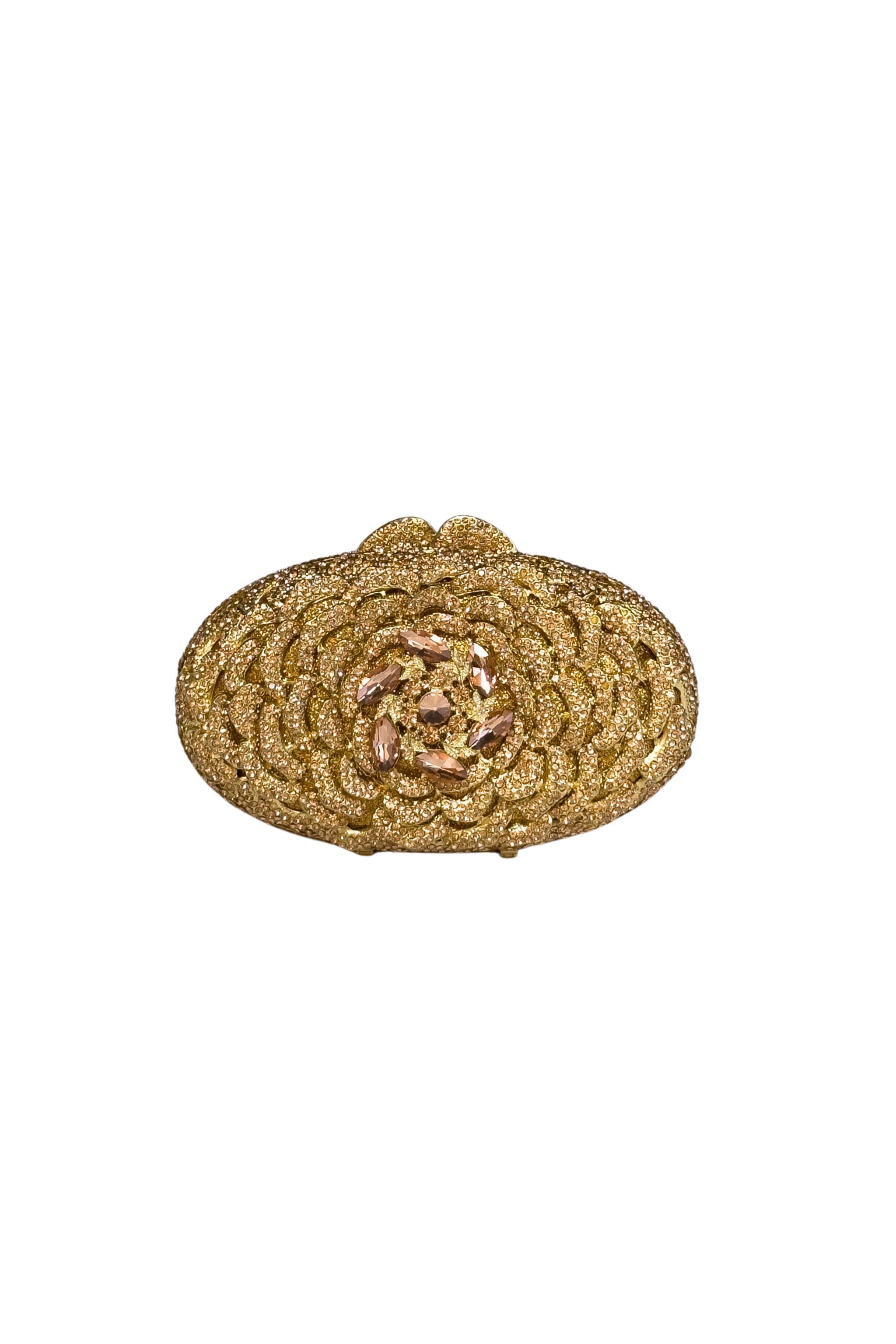 Gold Crystal Floral Clutch
