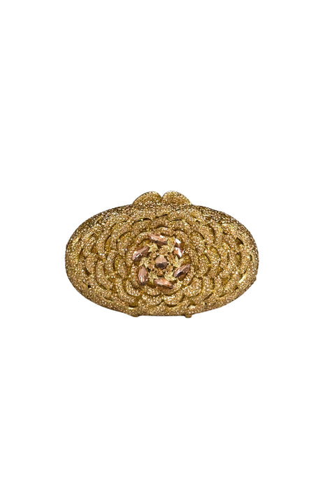 Gold Crystal Floral Clutch