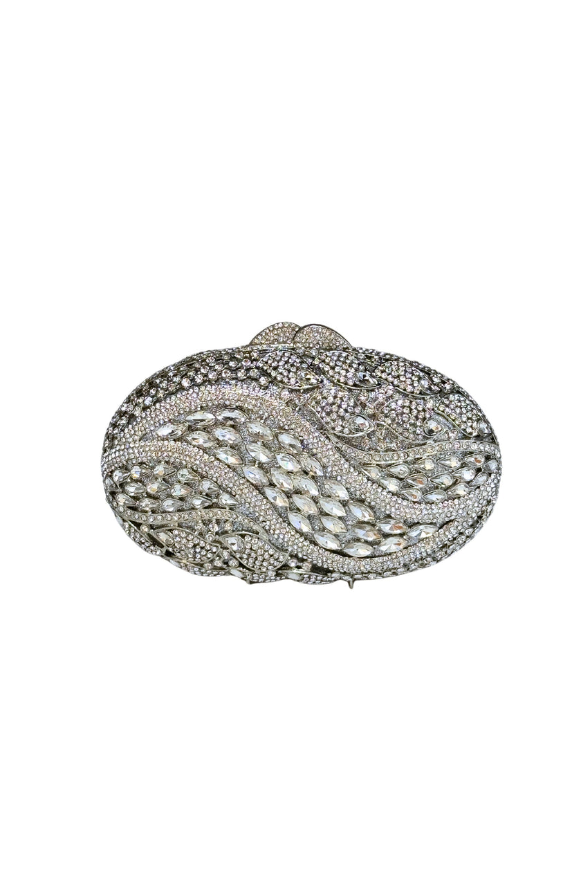 Silver Crystal Rhinestone Clutch – Sparkly Evening Handbag