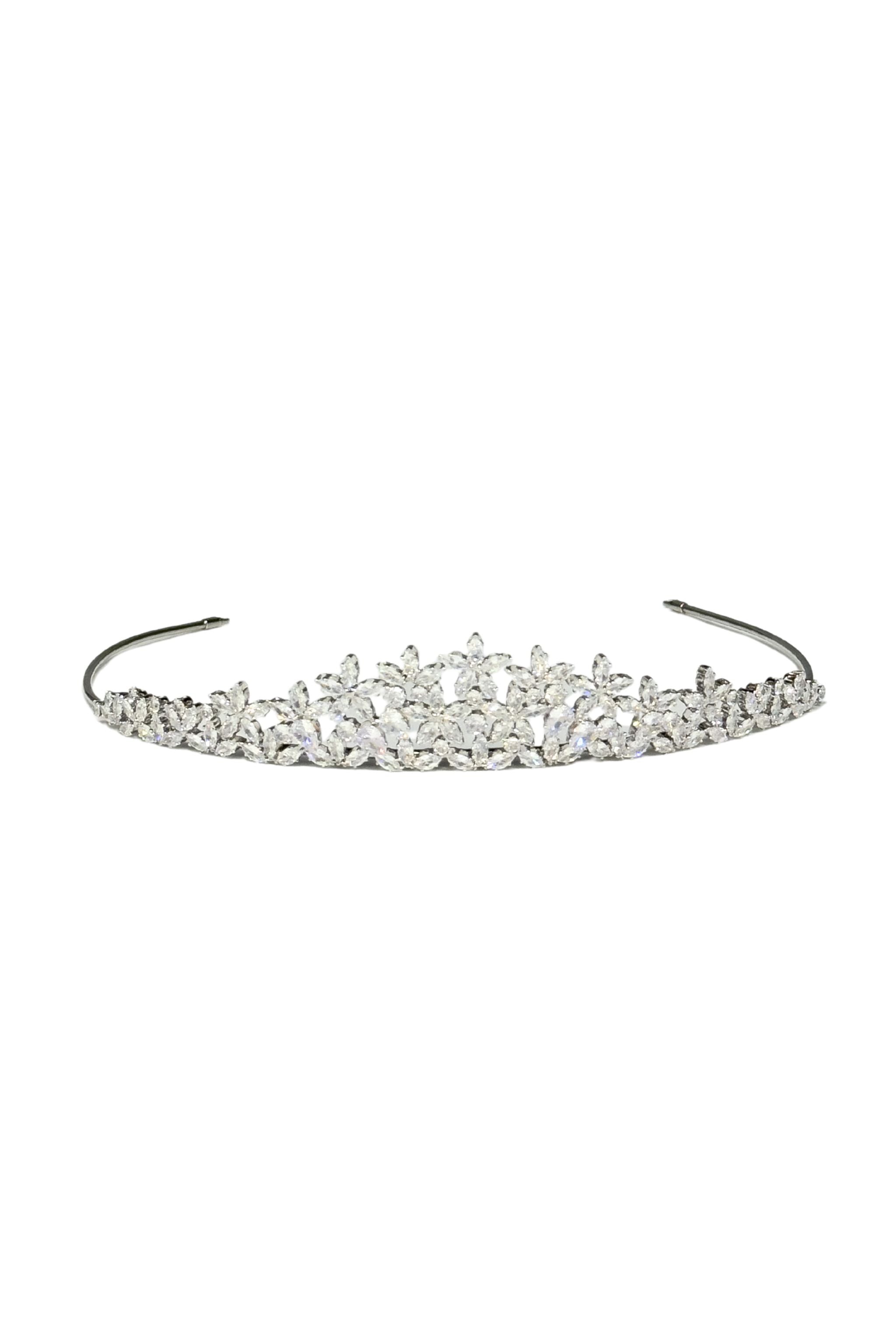 Silver Crystal Bridal Tiara – Elegant Wedding Crown Headband