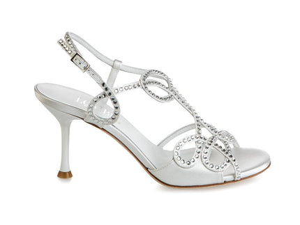 Studded White Leather Slingback Pumps