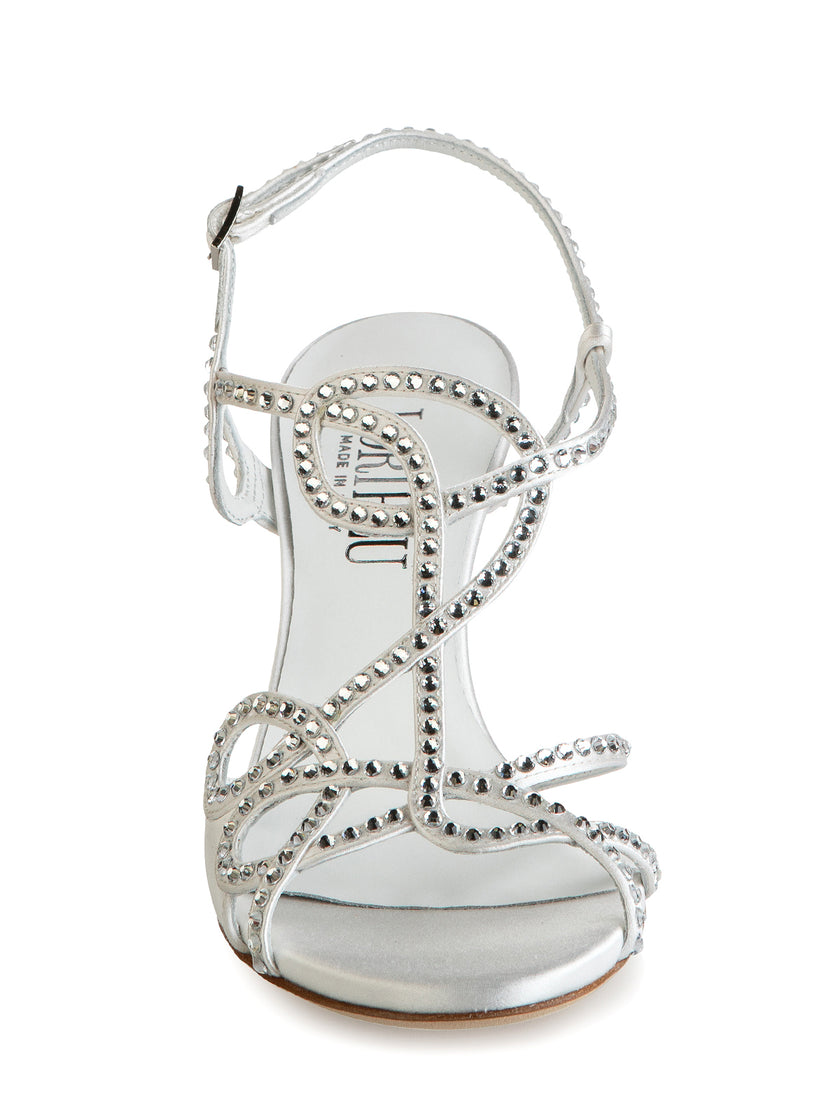 Studded White Leather Slingback Pumps